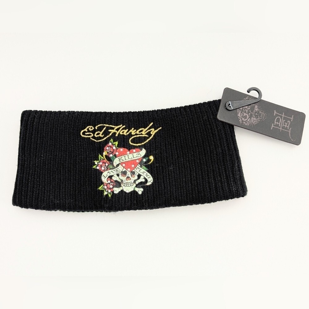 NWT Ed Hardy Winter Knit Headband Head/Ear Wrap/Warmer Kills Love Slowly